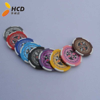 basic color Two-tone sticker poker chips,Clear souvenir poker chips,Custom poker chips