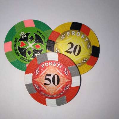 Three-tone sticker poker chips,Custom souvenir poker chip,Custom poker chips